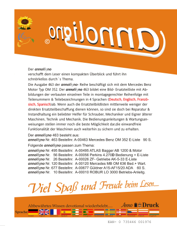 Mercedes Benz Motor Typ OM 352 Bild- Ersatzteilliste mit Explosionszeichnungen - annoligno 463